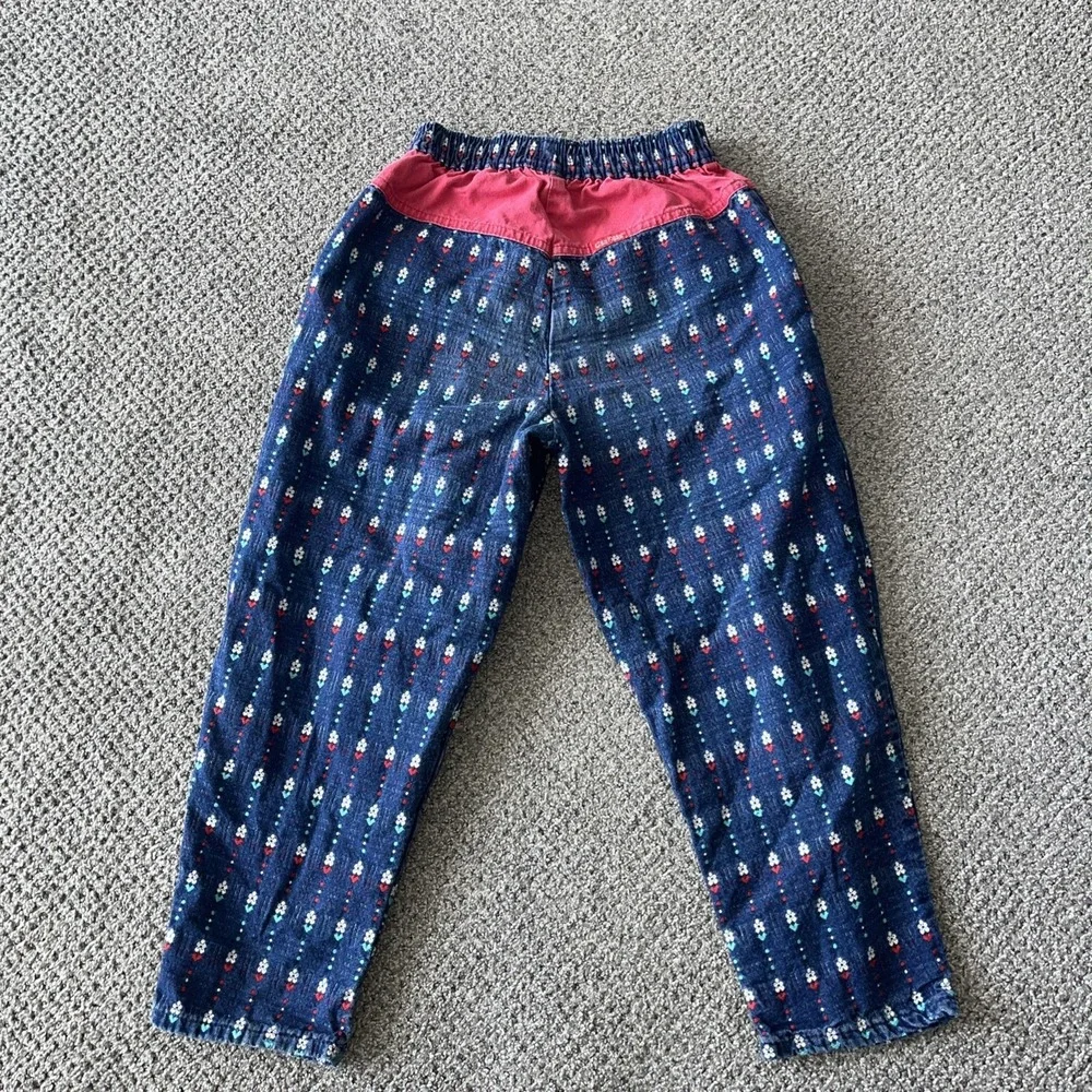 Vintage‎ Oshkosh Pull On Denim Floral Pants. 6X. Rare: Some Fading